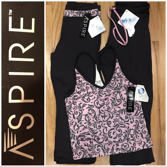 Aspire Pants - ASPIRE lot M racerback tank & 2 Capri leggings NWT